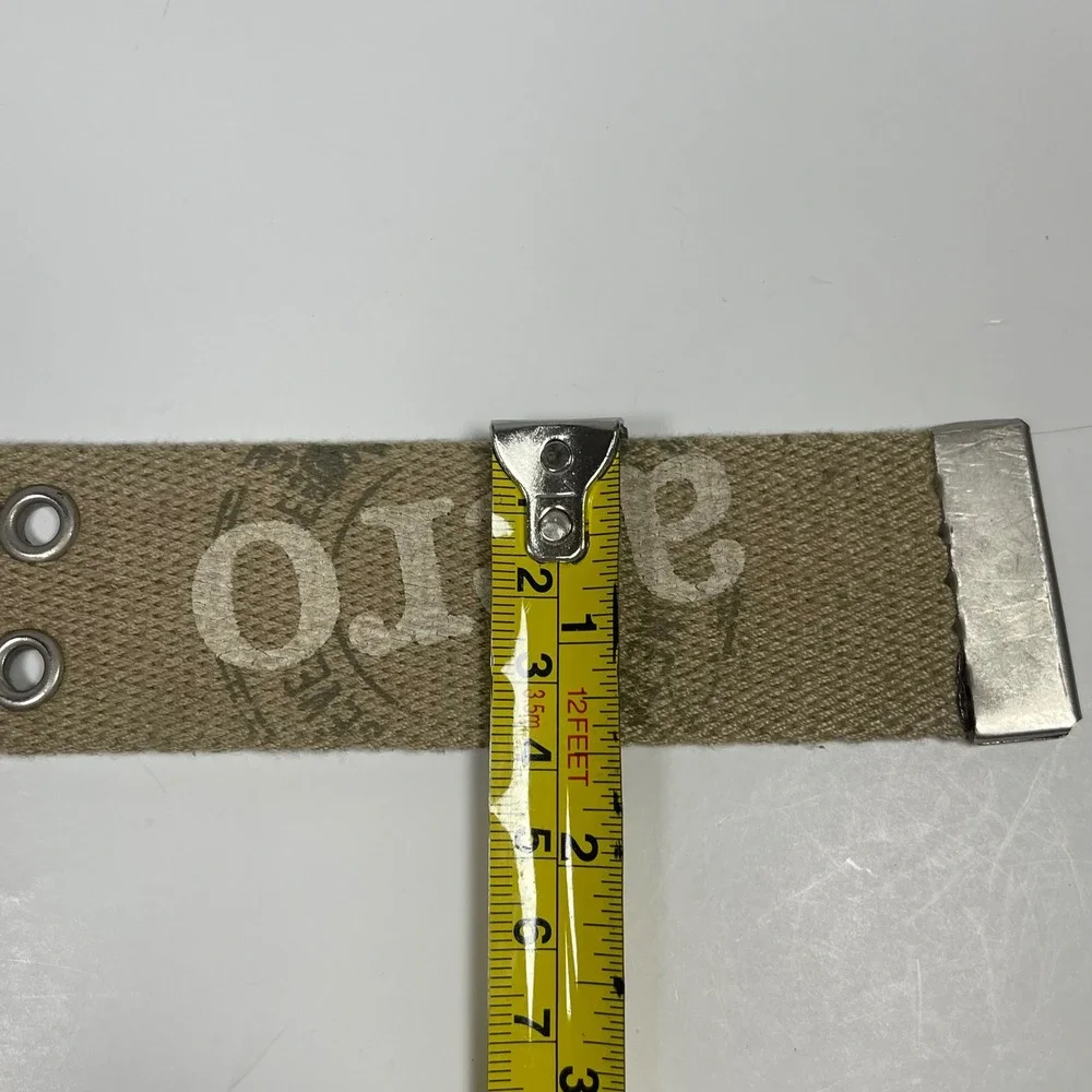 Vintage Aeropostale Canvas Grommet Belt Mens Tan Double Prong Y2K Skater Grunge